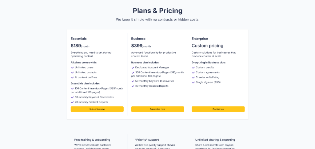 Clearscope review: Pricing Plans