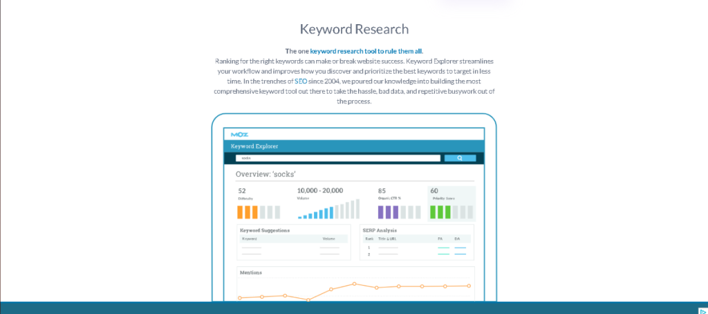 Woorank vs. Moz: Moz Keyword Research Tool Interface