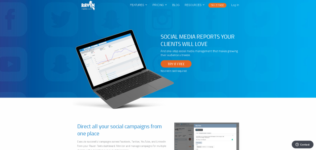 Agency Analytics vs. Raven Tools: Raven Tools social media management dashboard.