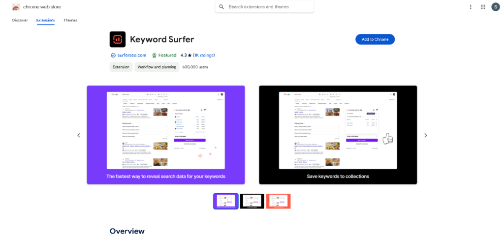 Surfer SEO Review: Surfer SEO Keyword Surfer extension for keyword research