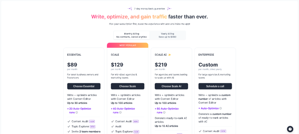 Surfer SEO Review: Surfer SEO pricing plans and packages overview